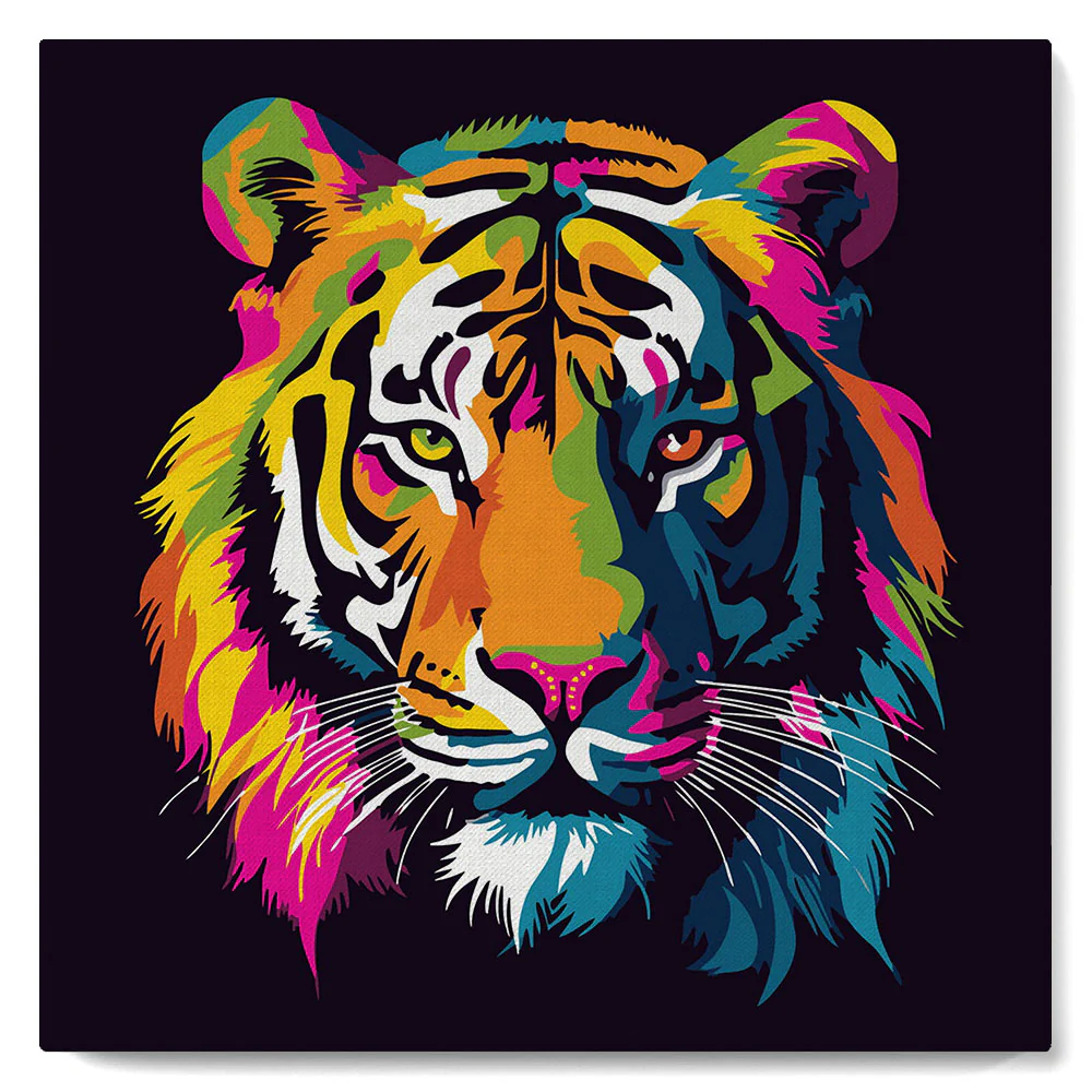 Mini Paint by numbers Tiger Abstract Pop Art 20x20cm already framed - Image 2