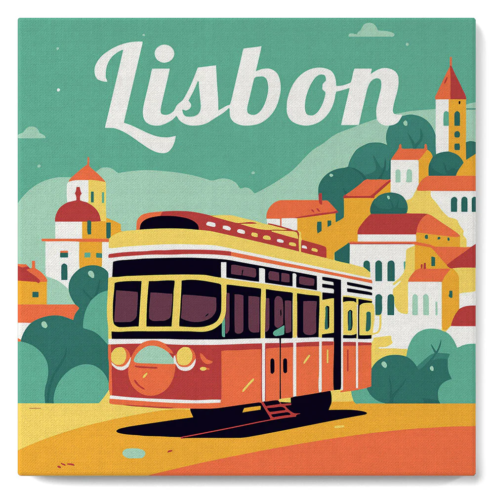 Mini Paint by numbers Travel Poster Lisbon 20x20cm already framed - Image 2