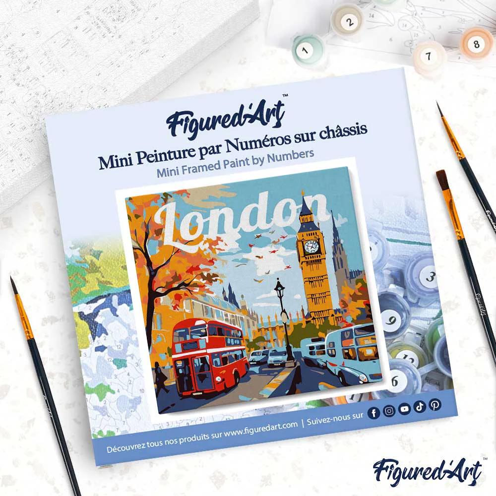 Mini Paint by numbers Travel Poster London 20x20cm already framed - Image 4