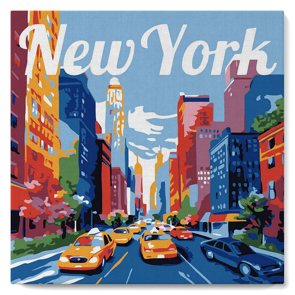 Mini Paint by numbers Travel Poster New York City 20x20cm already framed - Image 2