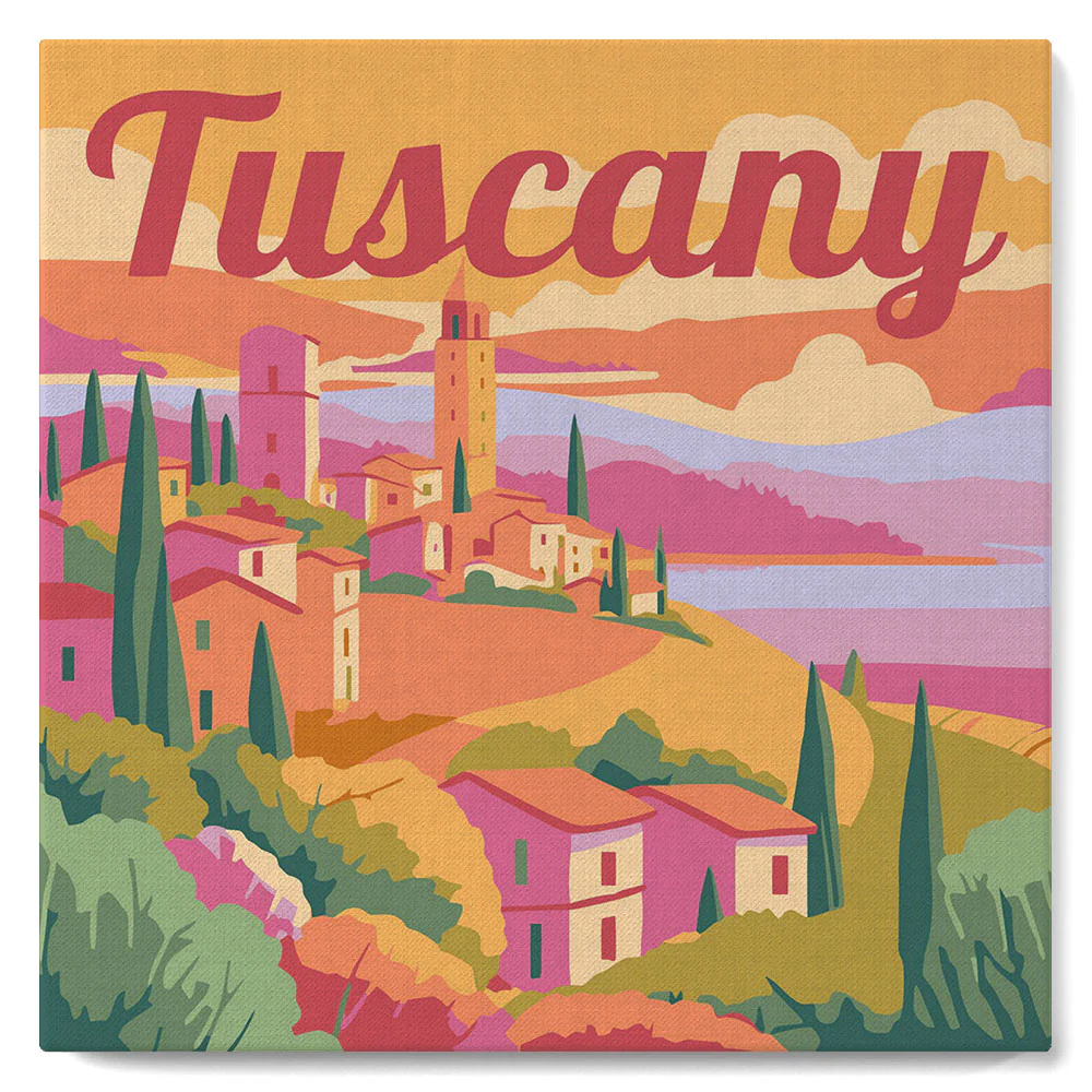 Mini Paint by numbers Travel Poster Tuscany Spring 20x20cm already framed - Image 2
