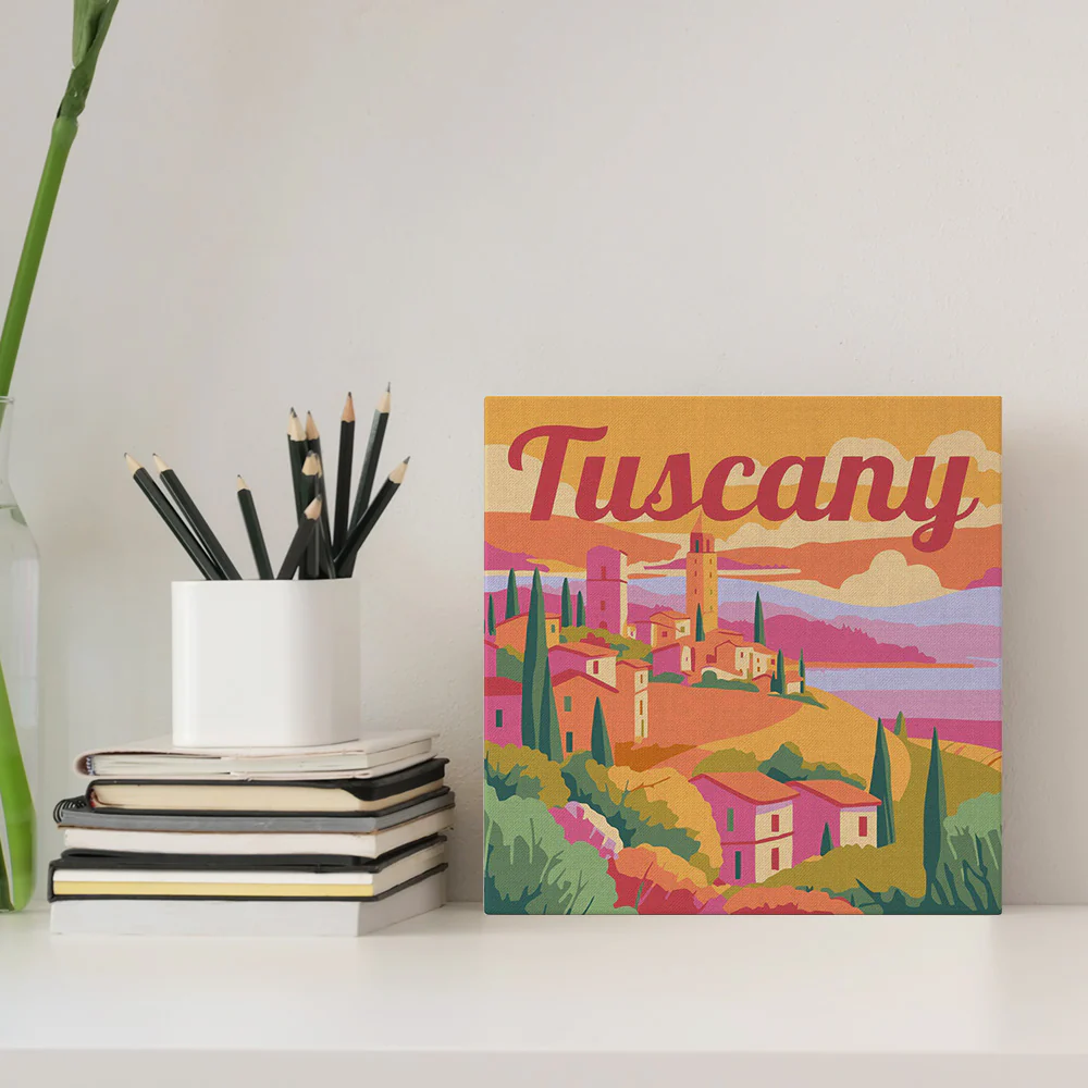 Mini Paint by numbers Travel Poster Tuscany Spring 20x20cm already framed - Image 3