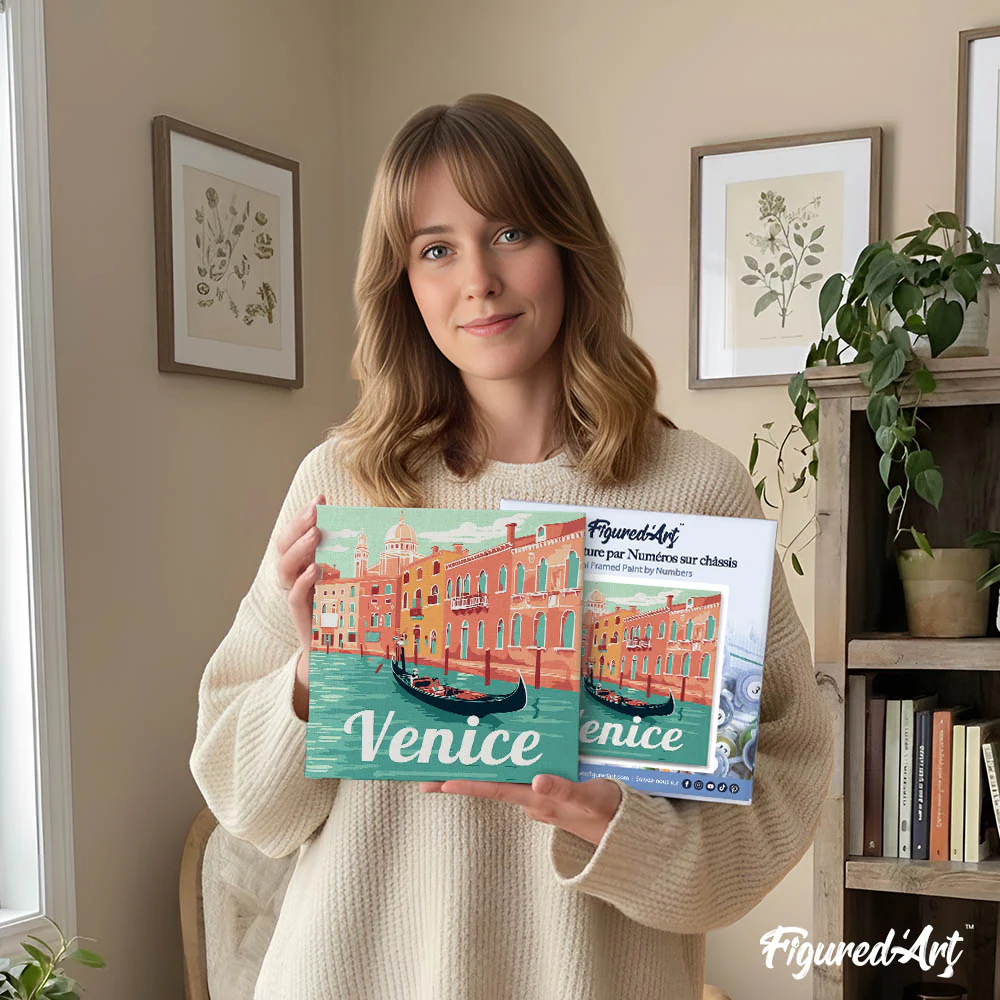 Mini Paint by numbers Travel Poster Venice 20x20cm already framed - Image 12