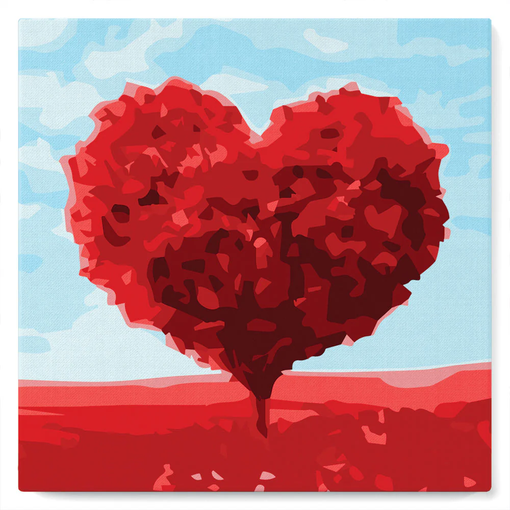 Mini Paint by numbers Tree with Heart Shape 20x20cm already framed - Image 2