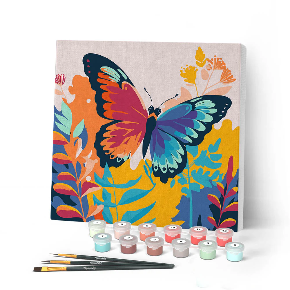 Mini Paint by numbers Tropical Butterfly 20x20cm already framed
