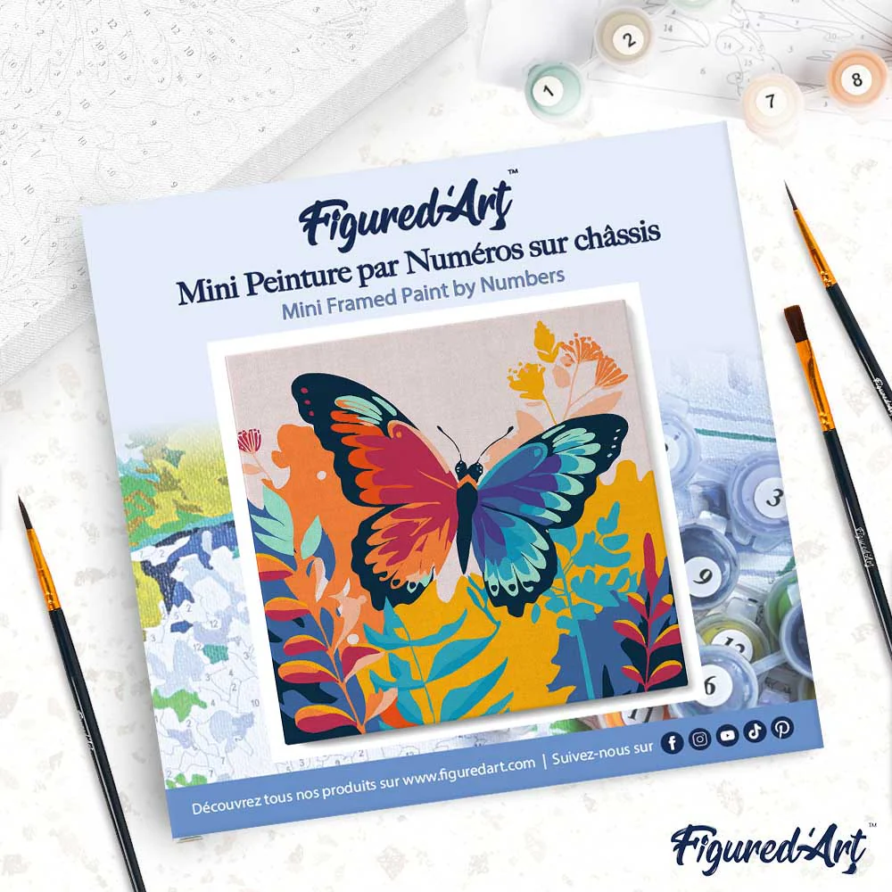 Mini Paint by numbers Tropical Butterfly 20x20cm already framed - Image 4