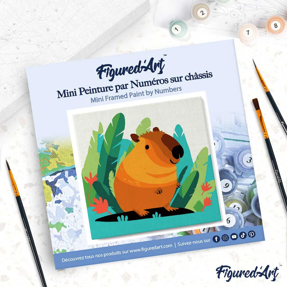 Mini Paint by numbers Tropical Capybara 20x20cm already framed - Image 4