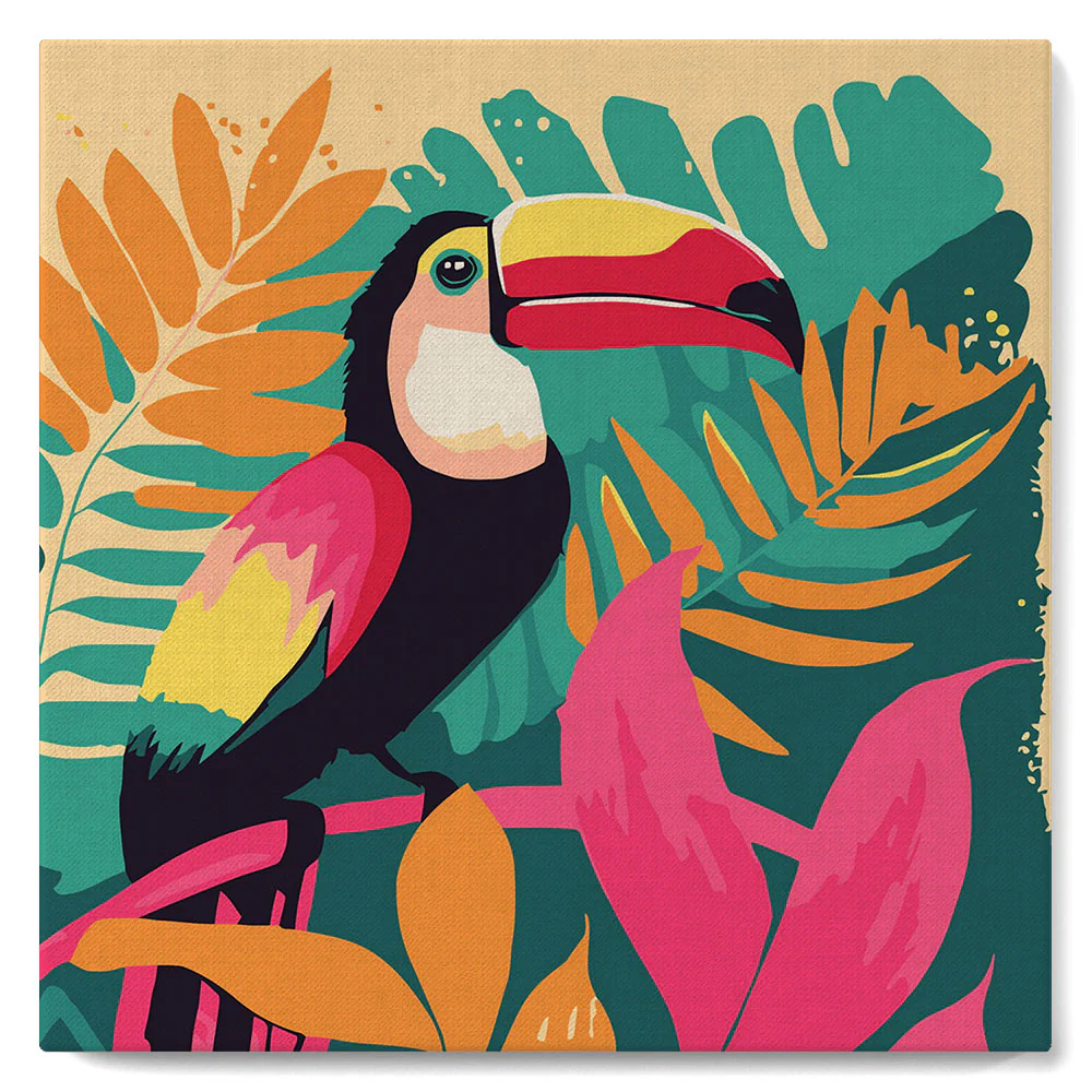 Mini Paint by numbers Tropical Toucan 20x20cm already framed - Image 2