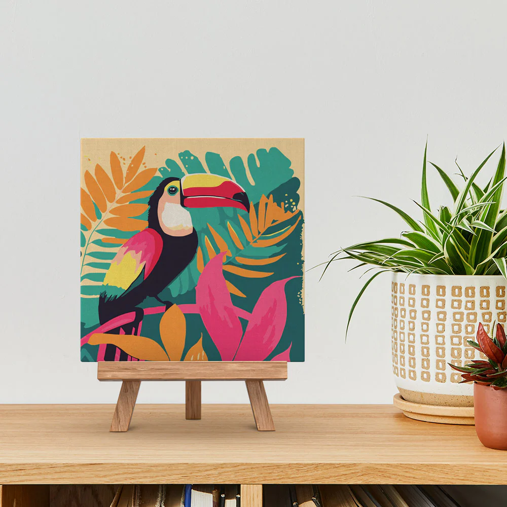 Mini Paint by numbers Tropical Toucan 20x20cm already framed - Image 3