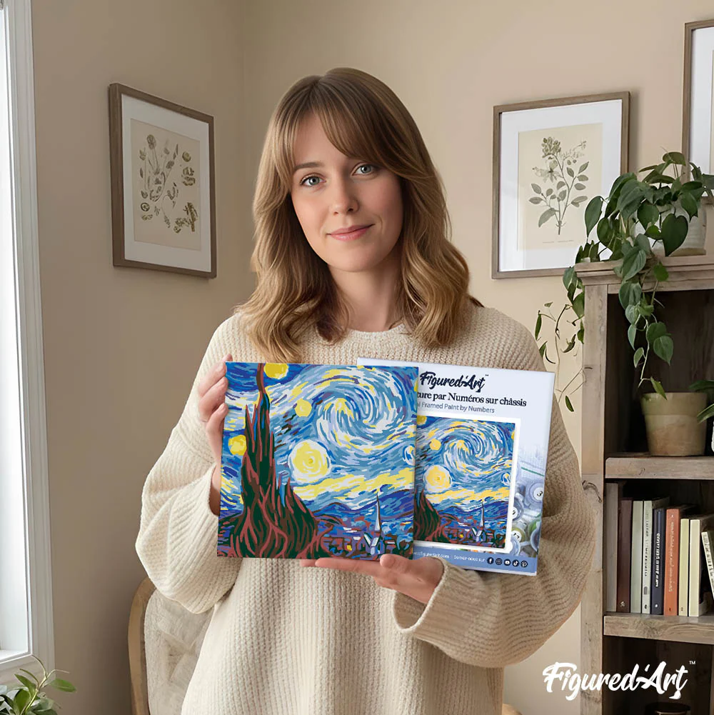 Mini Paint by numbers Van Gogh Starry Night 20x20cm already framed - Image 12