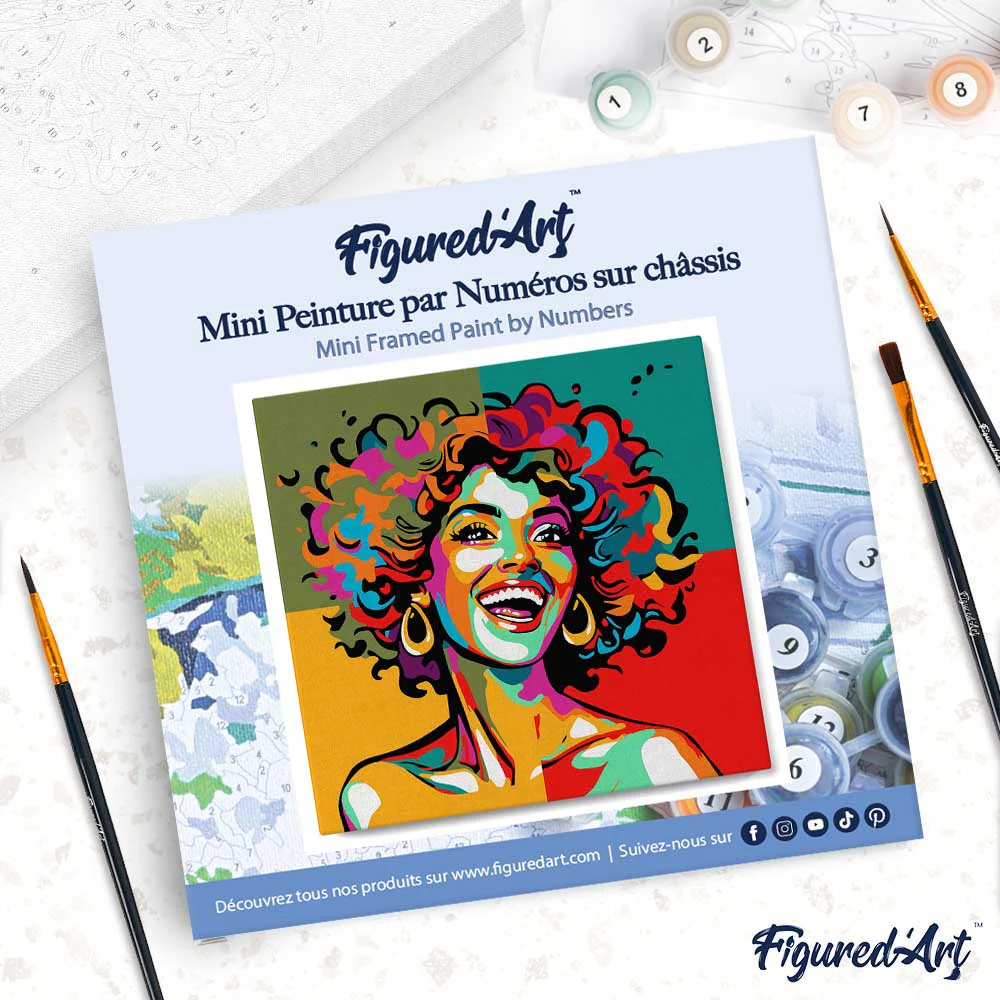 Mini Paint by numbers Vibrant Latina Pop Art 20x20cm already framed - Image 4
