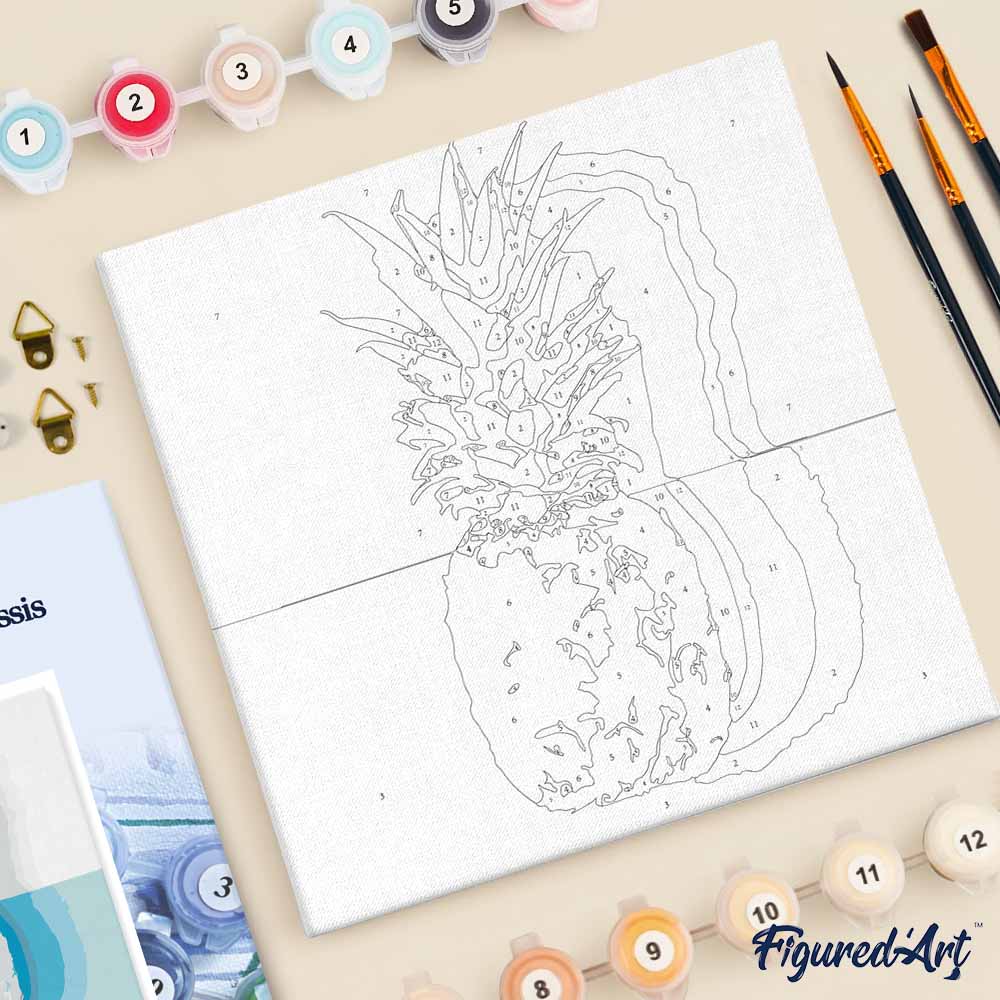 Mini Paint by numbers White Pineapple 20x20cm already framed - Image 5