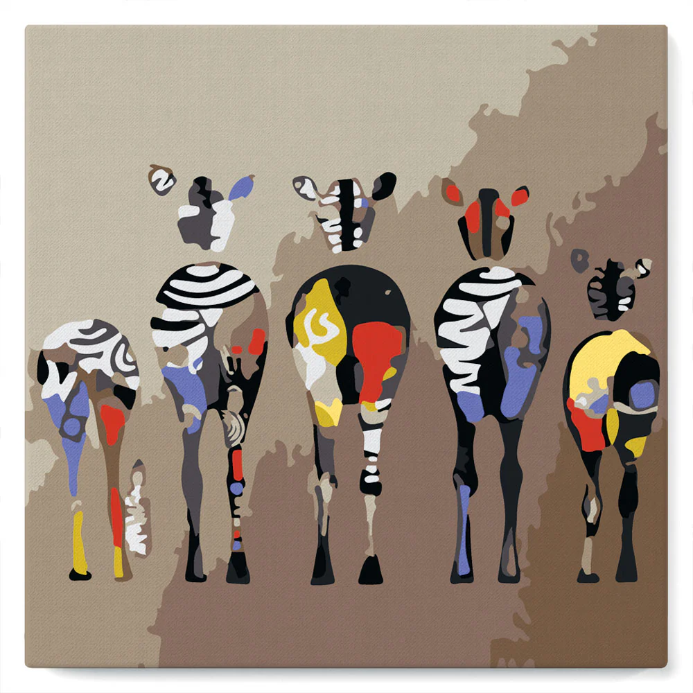 Mini Paint by numbers Zebras Back 20x20cm already framed - Image 2