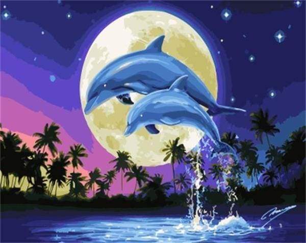 Moon And Dolphins