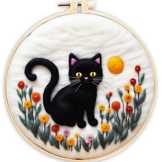 Needle Felting - Black Cat