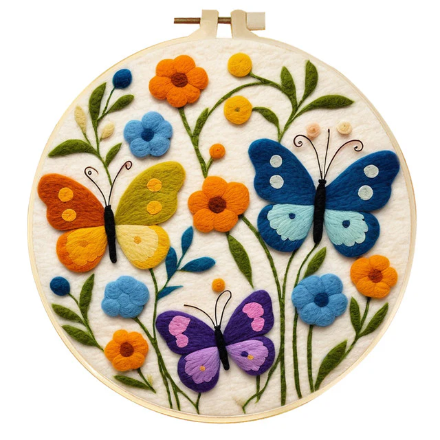 Needle Felting - Butterflies Among Flowers