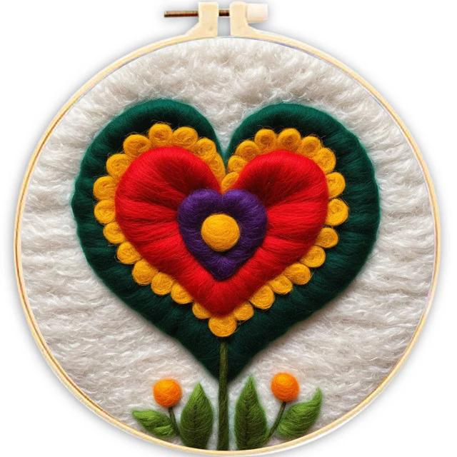 Needle Felting - Heart-Shaped Flower