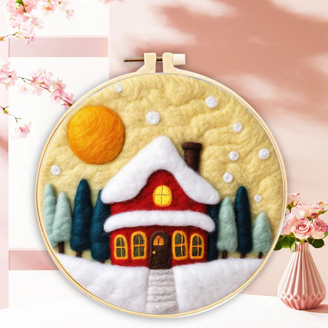 Needle Felting - Red Winter Home