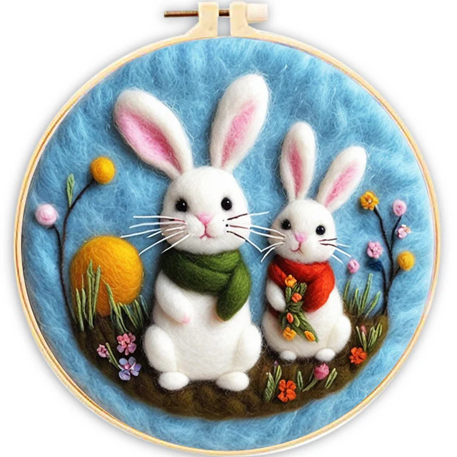 Needle Felting - Scarfed Bunnies