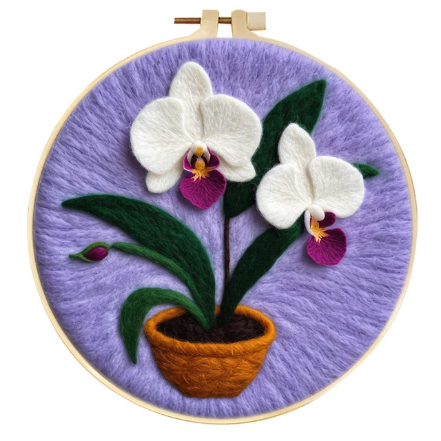Needle Felting - White Orchids