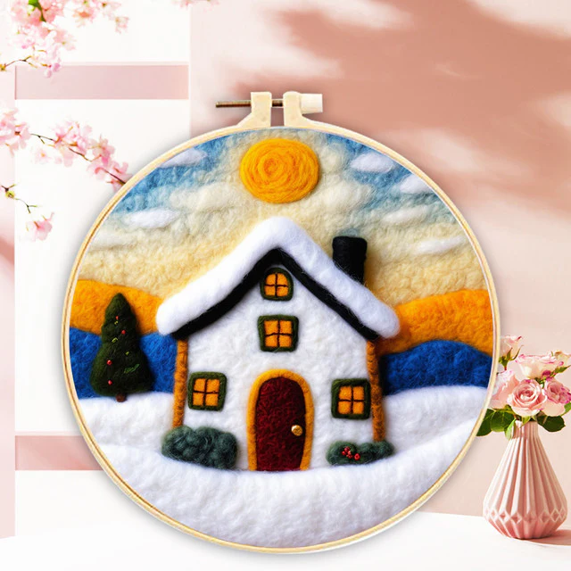 Needle Felting - White Winter Home