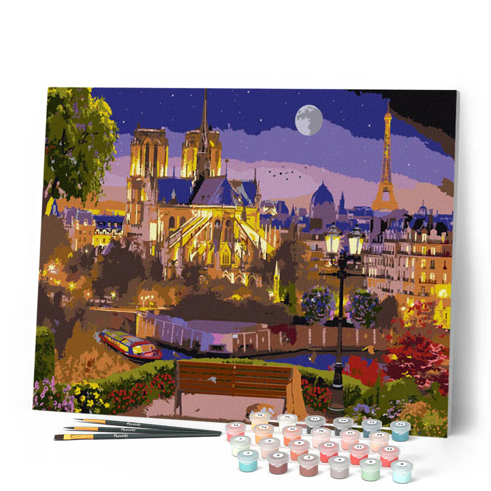Notre-Dame and Eiffel Tower at night - Image 2
