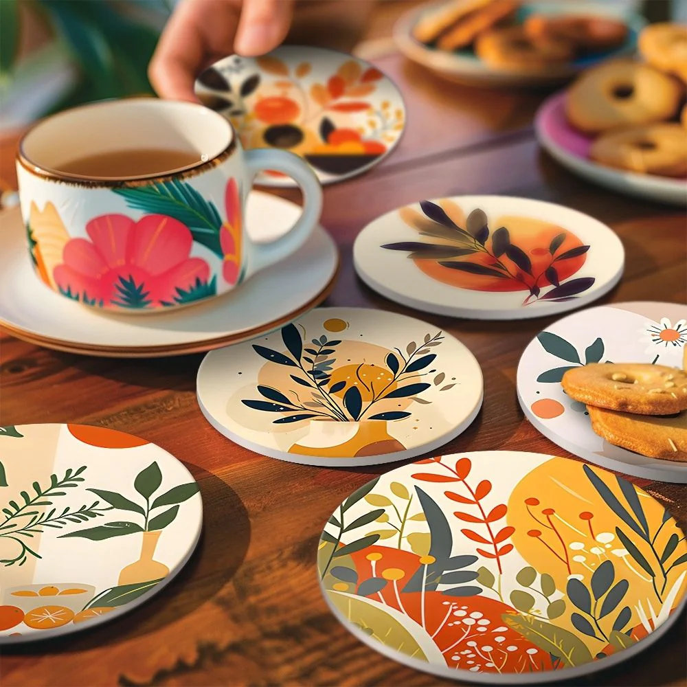 Paint by numbers 10cm Coasters (6 pieces) - Modern Botanical Design - Image 6