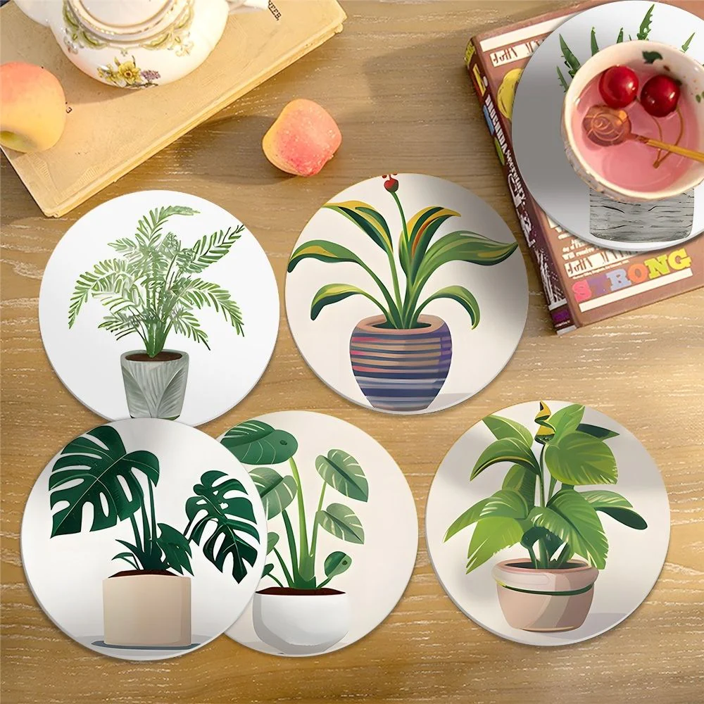 Paint by numbers 10cm Coasters (6 pieces) - Monstera and Fern - Image 3
