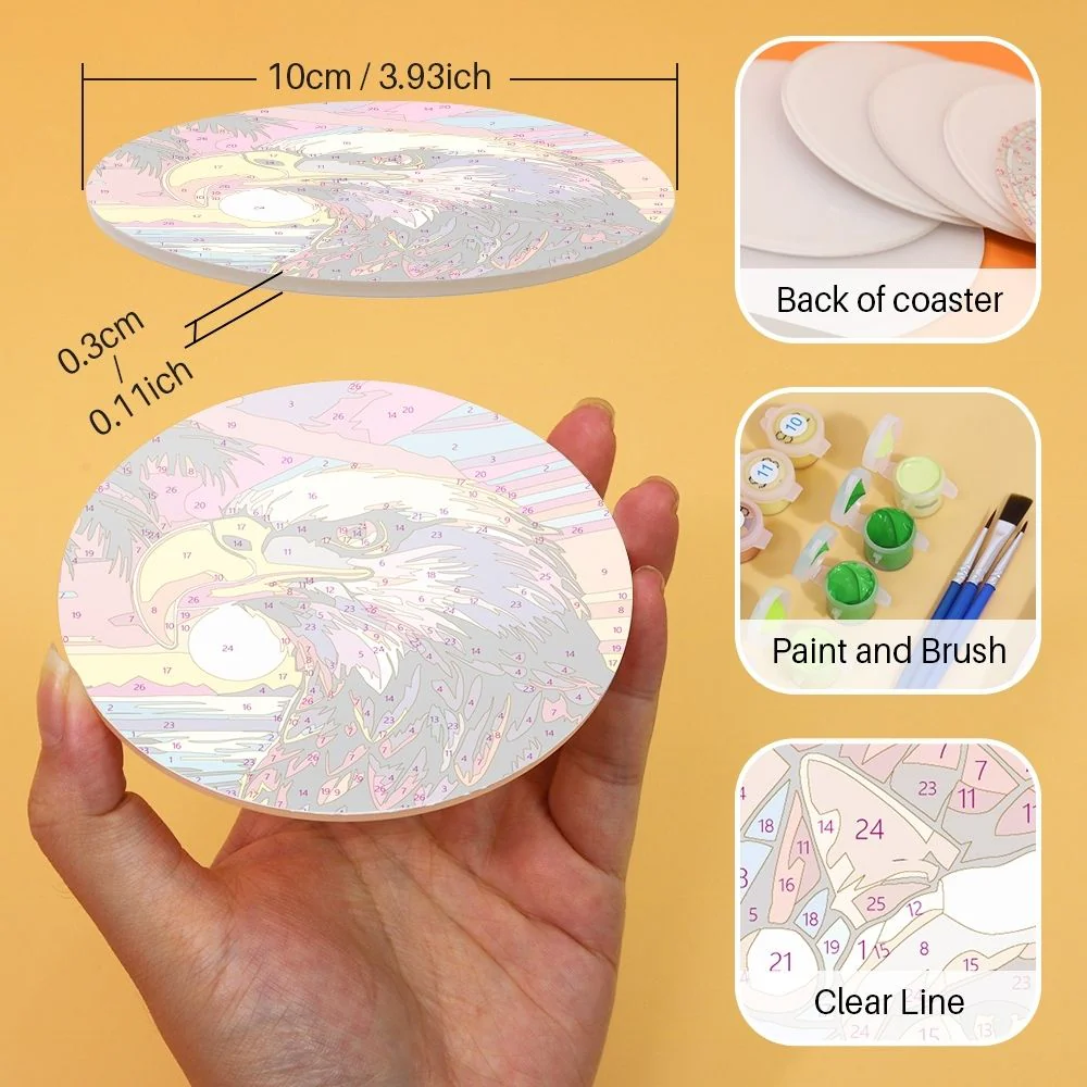 Paint by numbers 10cm Coasters (6 pieces) - Pop Art Wildlife - Image 12