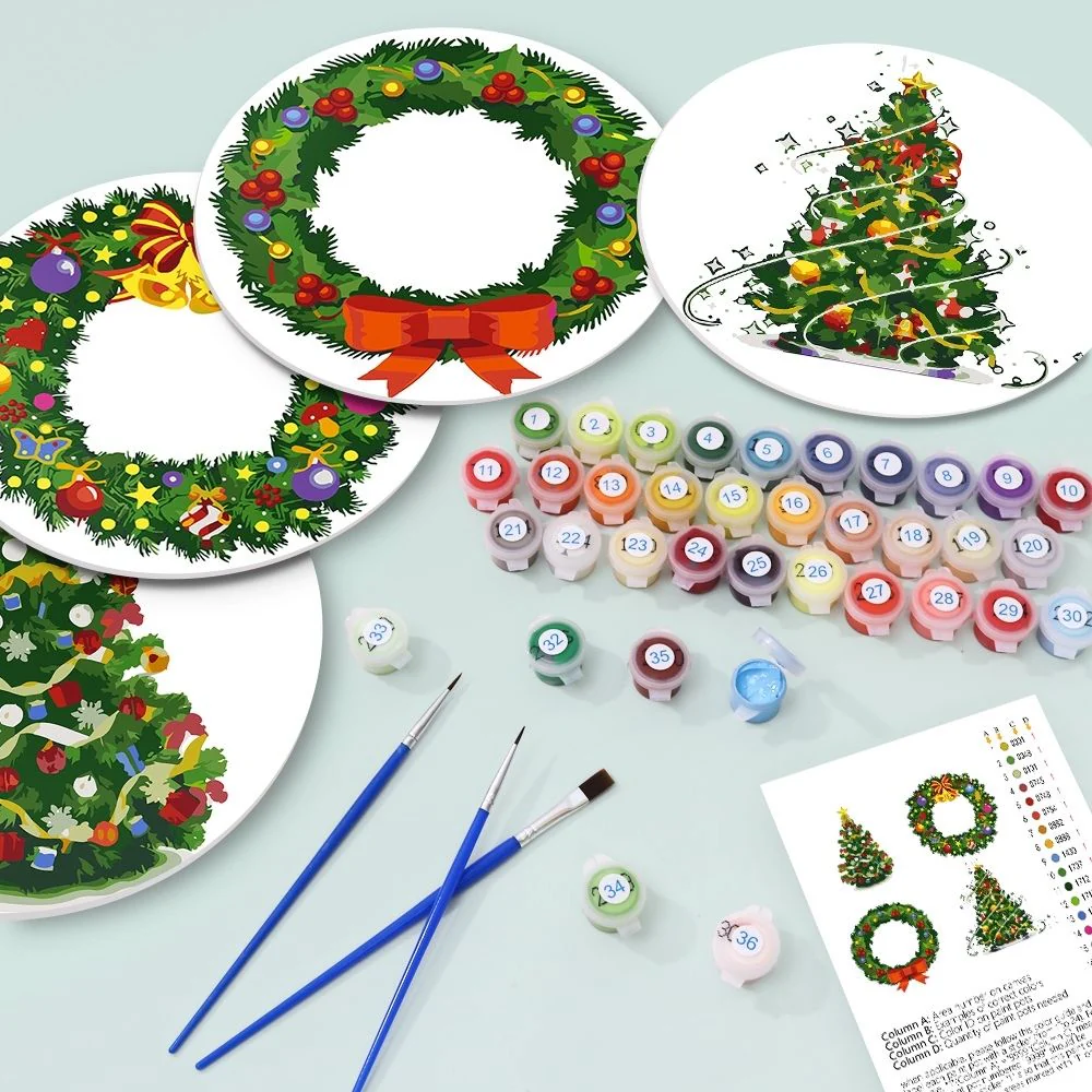 Paint by numbers 20cm Placemats (4 pieces) - Christmas Wreath - Image 2