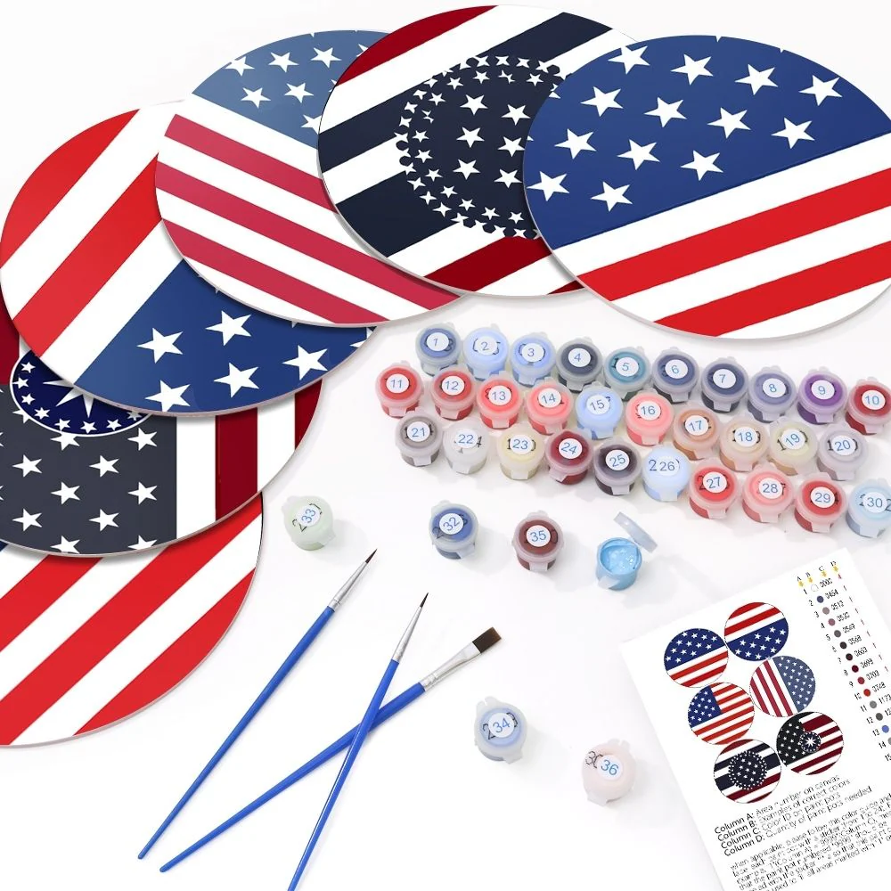 Paint by numbers 20cm Placemats (6 pieces) - American Flag - Image 2