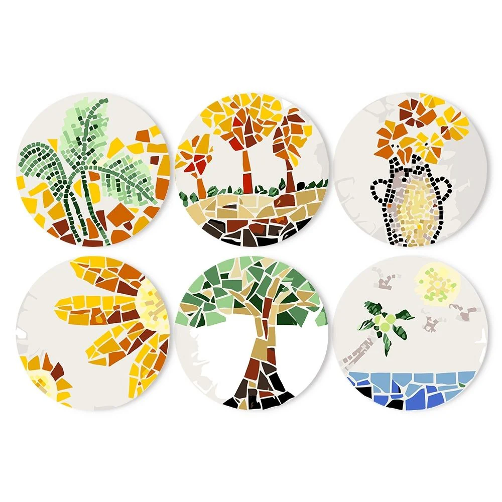 Paint by numbers 20cm Placemats (6 pieces) - Botanical and Nature
