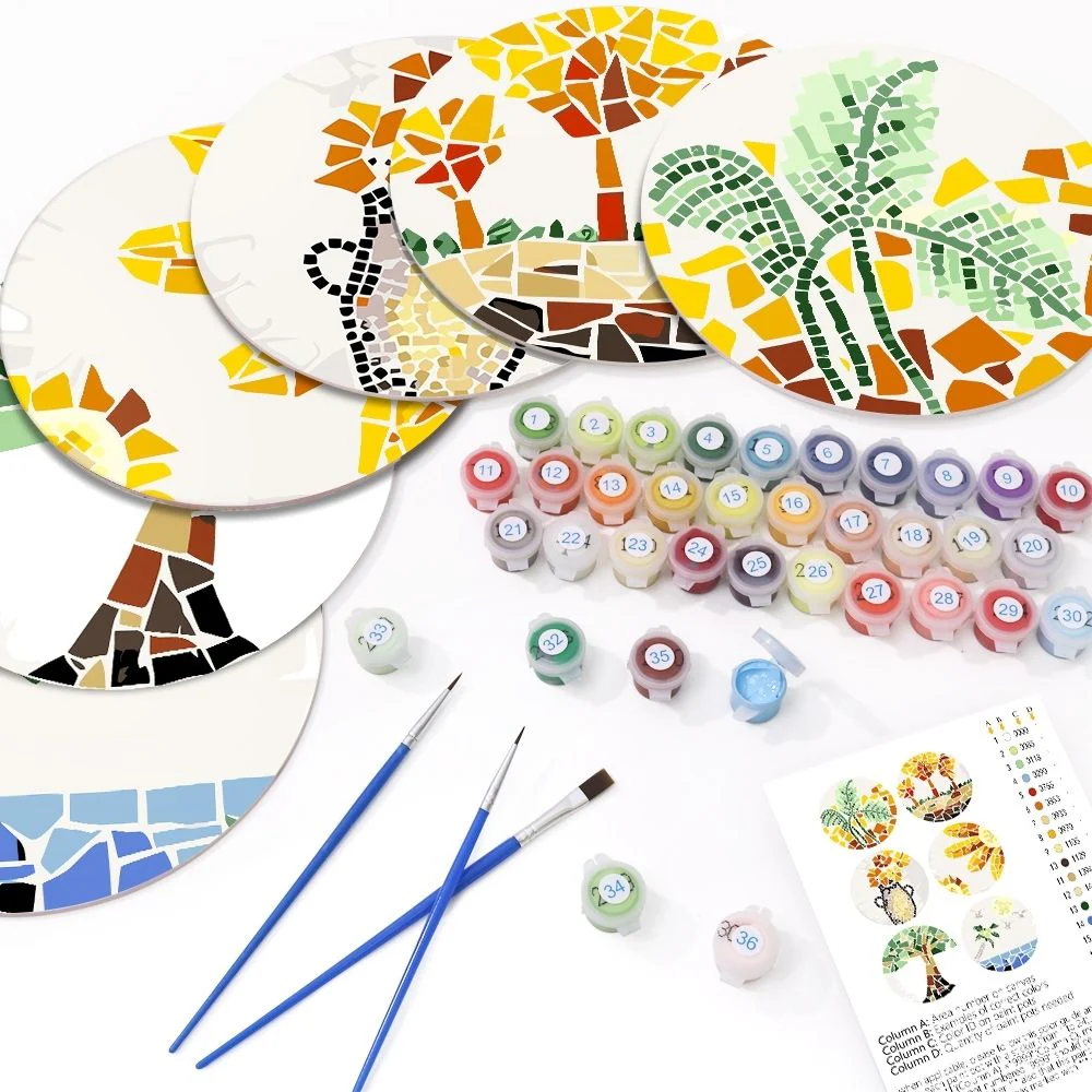 Paint by numbers 20cm Placemats (6 pieces) - Botanical and Nature - Image 2
