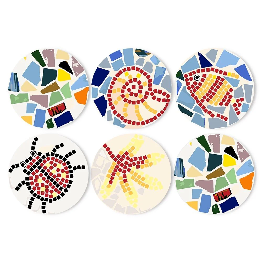 Paint by numbers 20cm Placemats (6 pieces) - Decorative Geometric Pattern