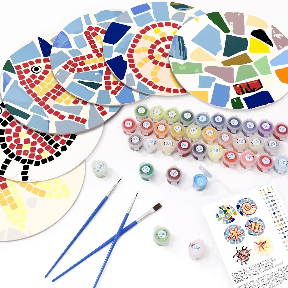 Paint by numbers 20cm Placemats (6 pieces) - Decorative Geometric Pattern - Image 2