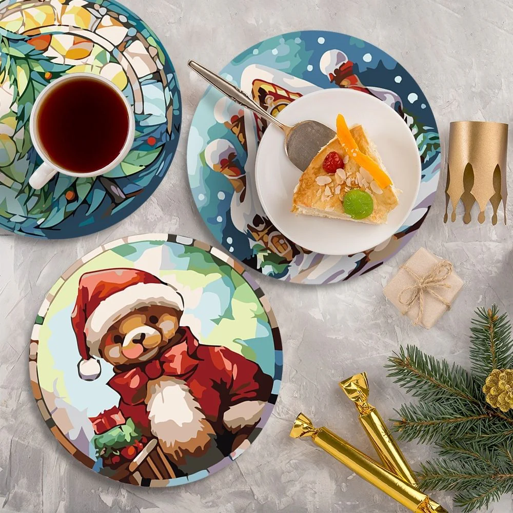 Paint by numbers 20cm Placemats (6 pieces) - Gingerbread House, Christmas Tree and Winter Designs - Image 9
