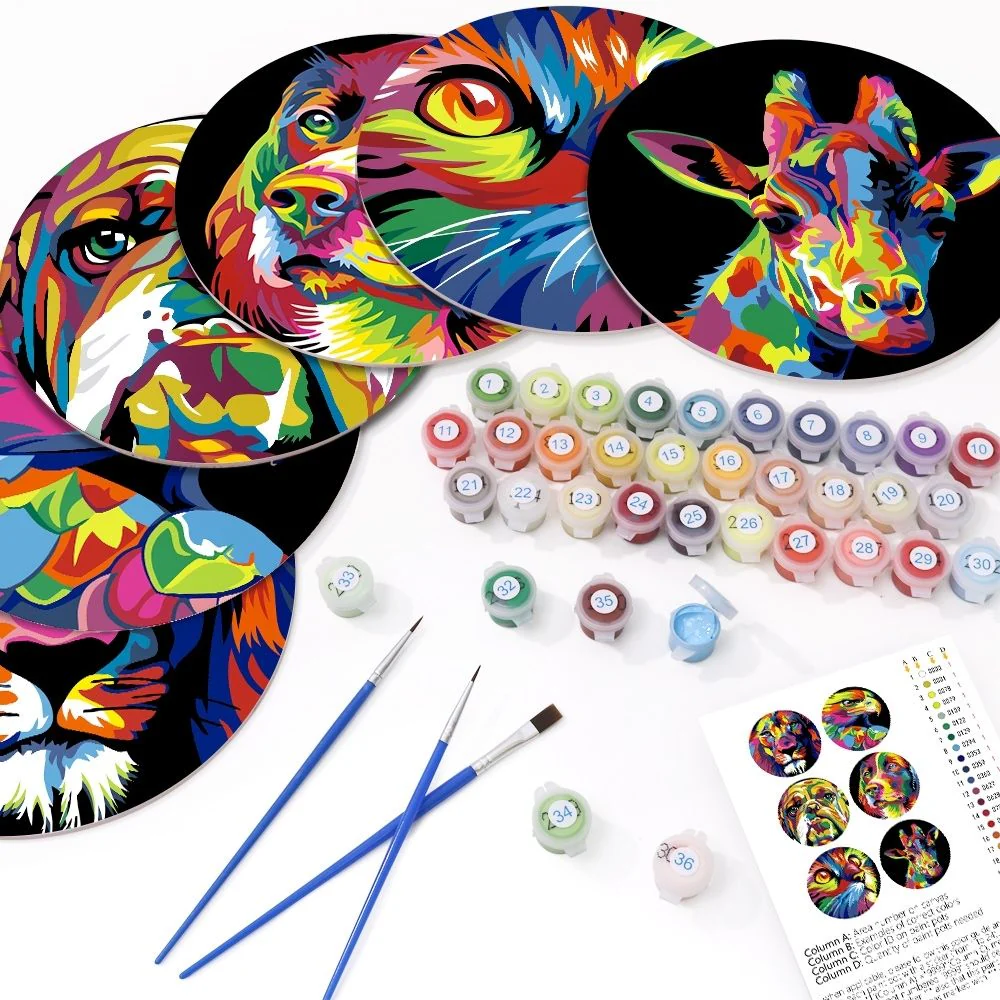 Paint by numbers 20cm Placemats (6 pieces) - Pop Art Animal - Image 2