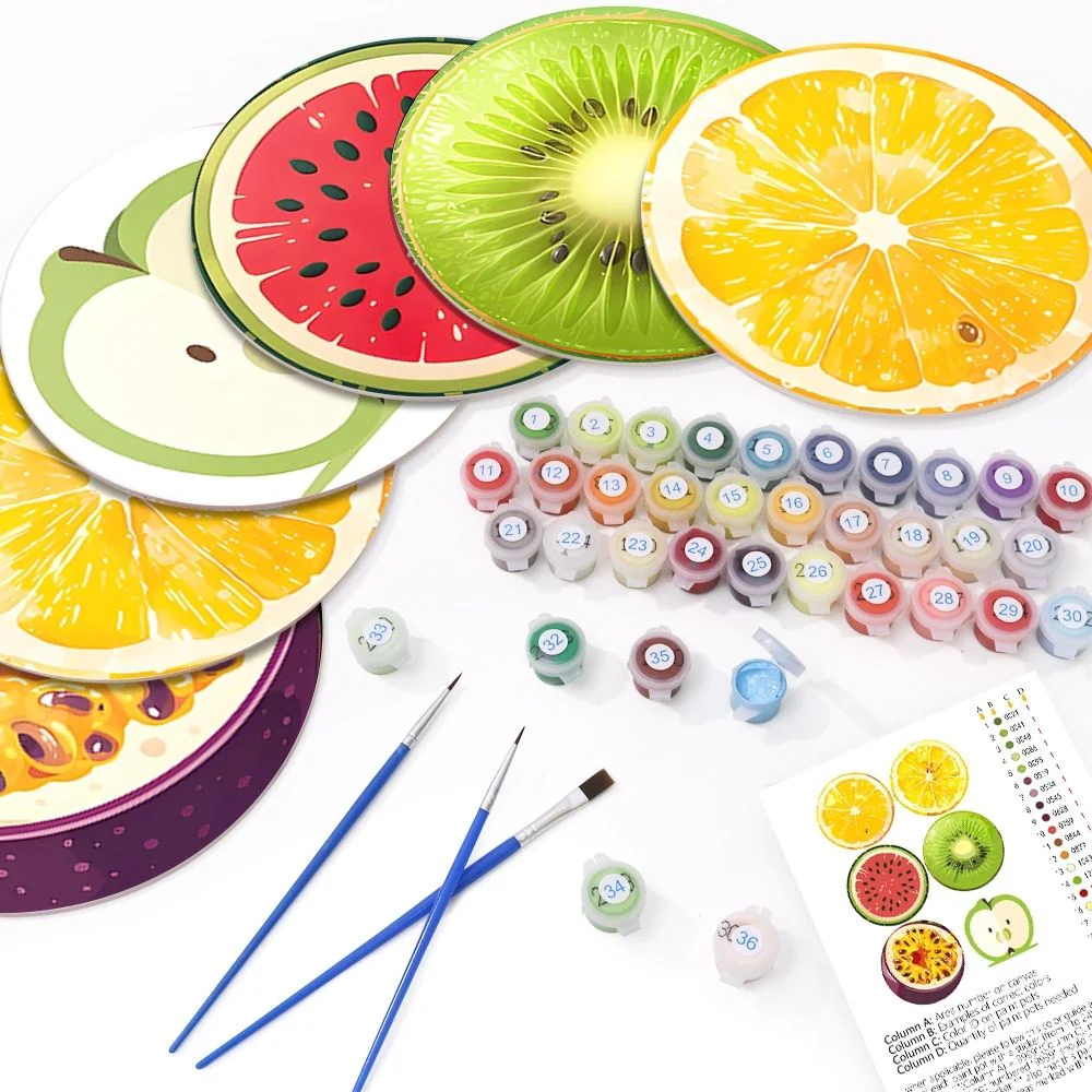 Paint by numbers 20cm Placemats (6 pieces) - Tropical Fruit Slice - Image 2