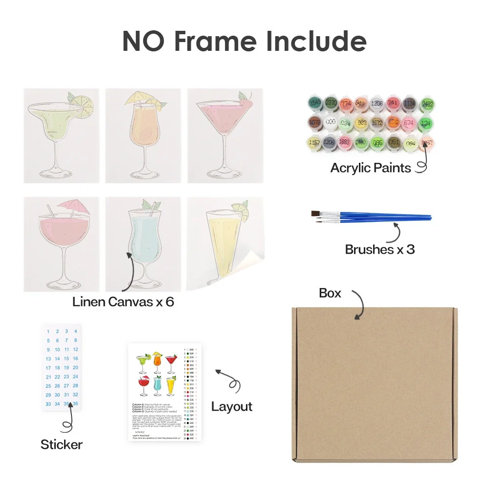 Mini Paint by numbers 15x20cm (6 pieces) - Classic Cocktails - Image 11