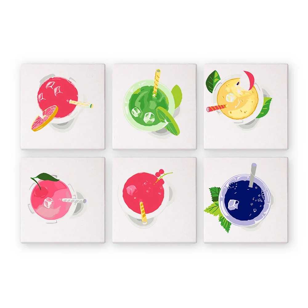 Mini Paint by numbers 15x15cm (6 pieces) - Color Pop Refreshers