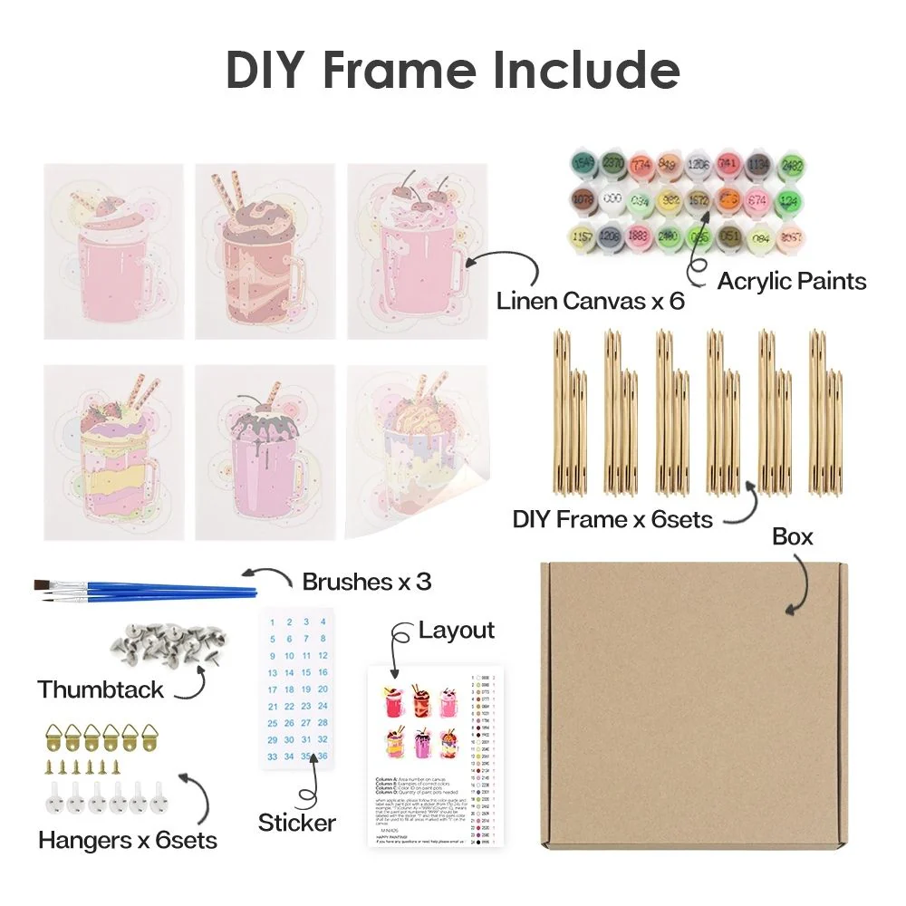 Mini Paint by numbers 15x20cm (6 pieces) - Colorful Milkshakes - Image 11