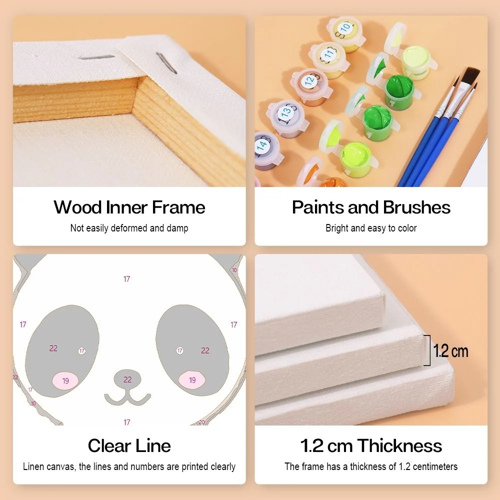 Mini Paint by numbers 15x15cm (6 pieces) - Cute Animal Characters - Image 9