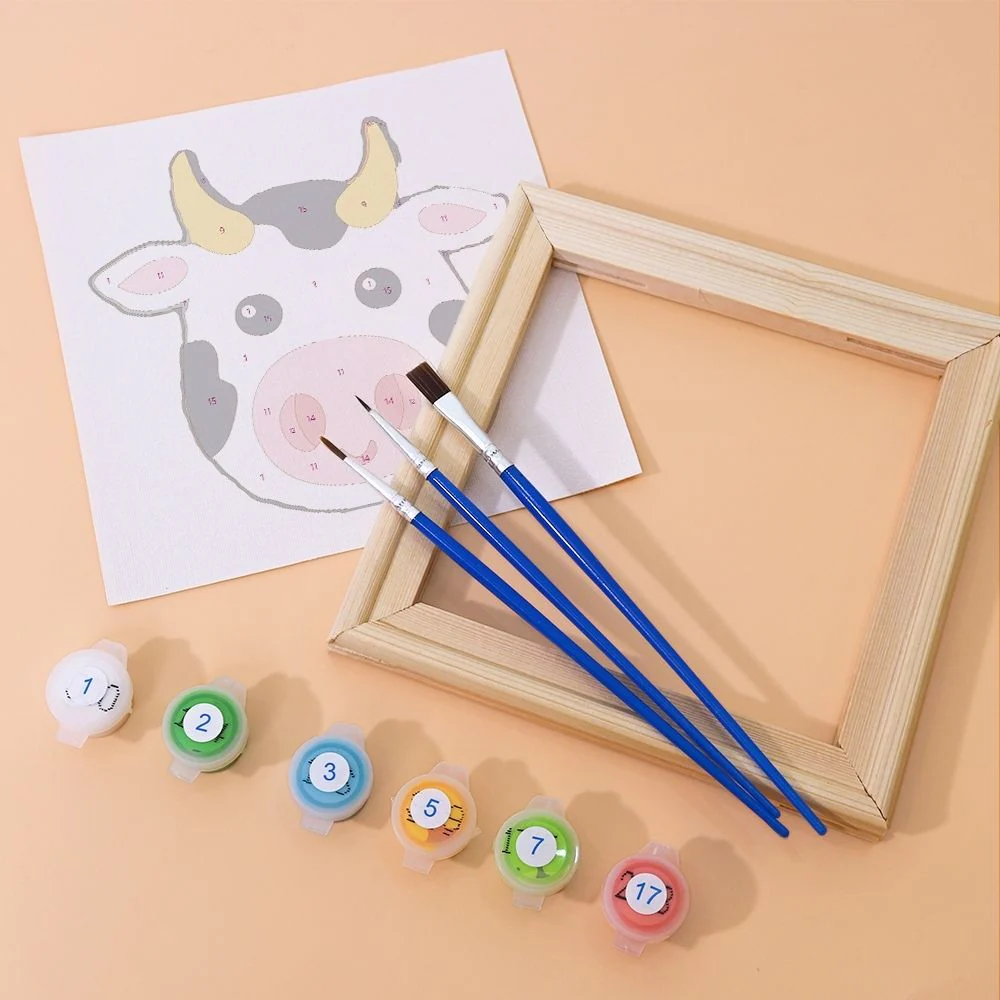 Mini Paint by numbers 15x15cm (6 pieces) - Cute Animal Faces - Image 5