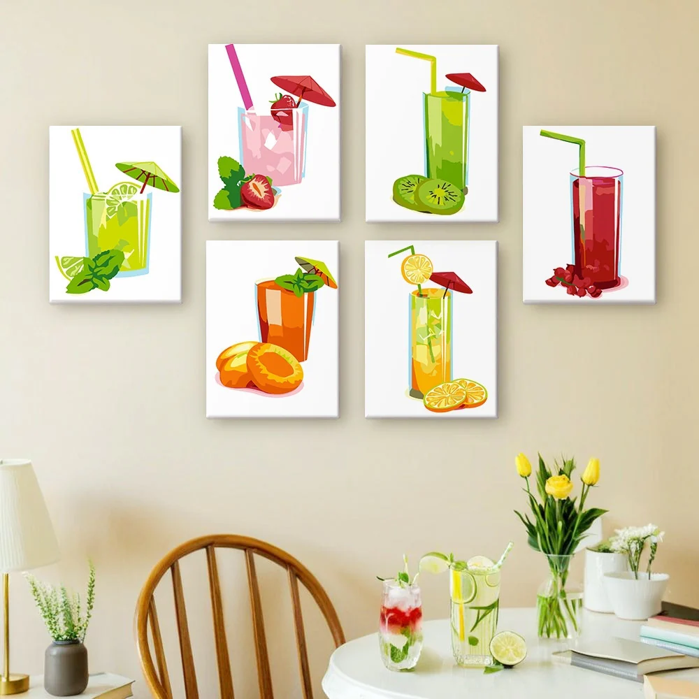 Mini Paint by numbers 15x20cm (6 pieces) - Fresh Fruit Juices - Image 3