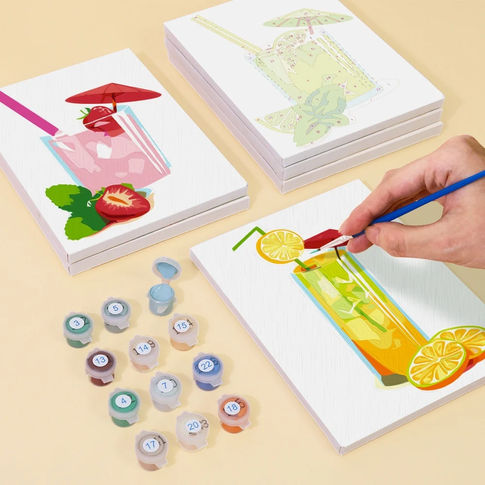 Mini Paint by numbers 15x20cm (6 pieces) - Fresh Fruit Juices - Image 7