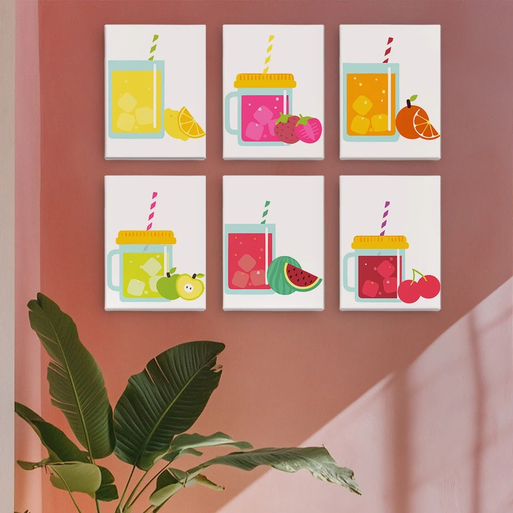 Mini Paint by numbers 15x20cm (6 pieces) - Fruit Mason Jar Juices - Image 3