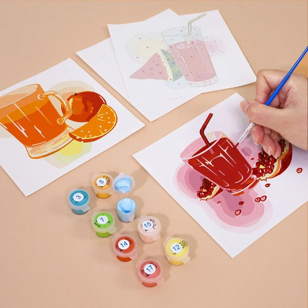 Mini Paint by numbers 15x15cm (6 pieces) - Healthy Juices - Image 4