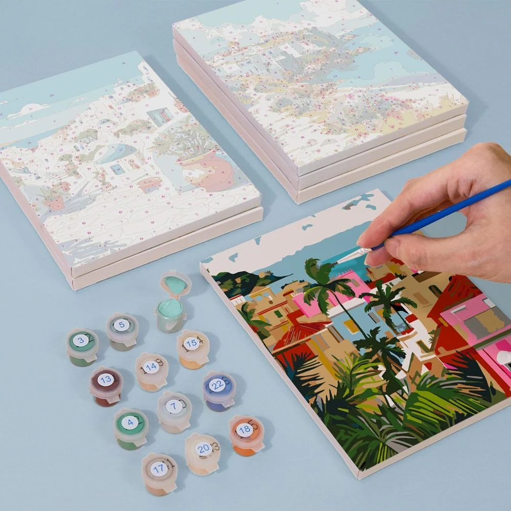 Mini Paint by numbers 15x20cm (6 pieces) - Mediterranean Scenes - Image 7
