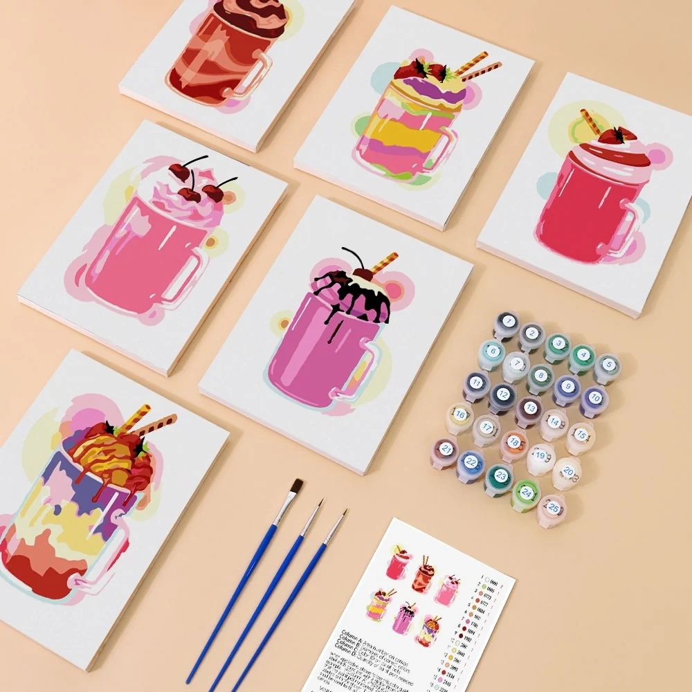 Mini Paint by numbers 15x20cm (6 pieces) - Milkshakes - Image 2