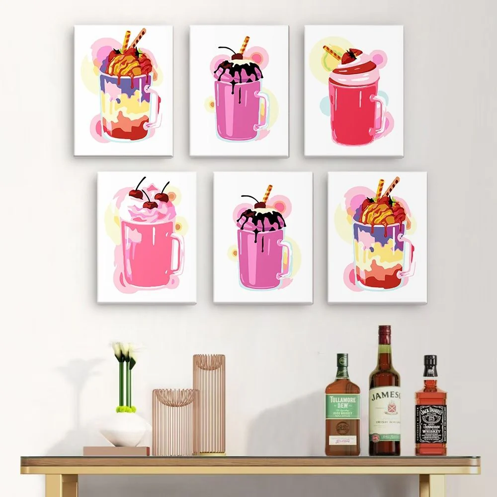 Mini Paint by numbers 15x20cm (6 pieces) - Milkshakes - Image 3